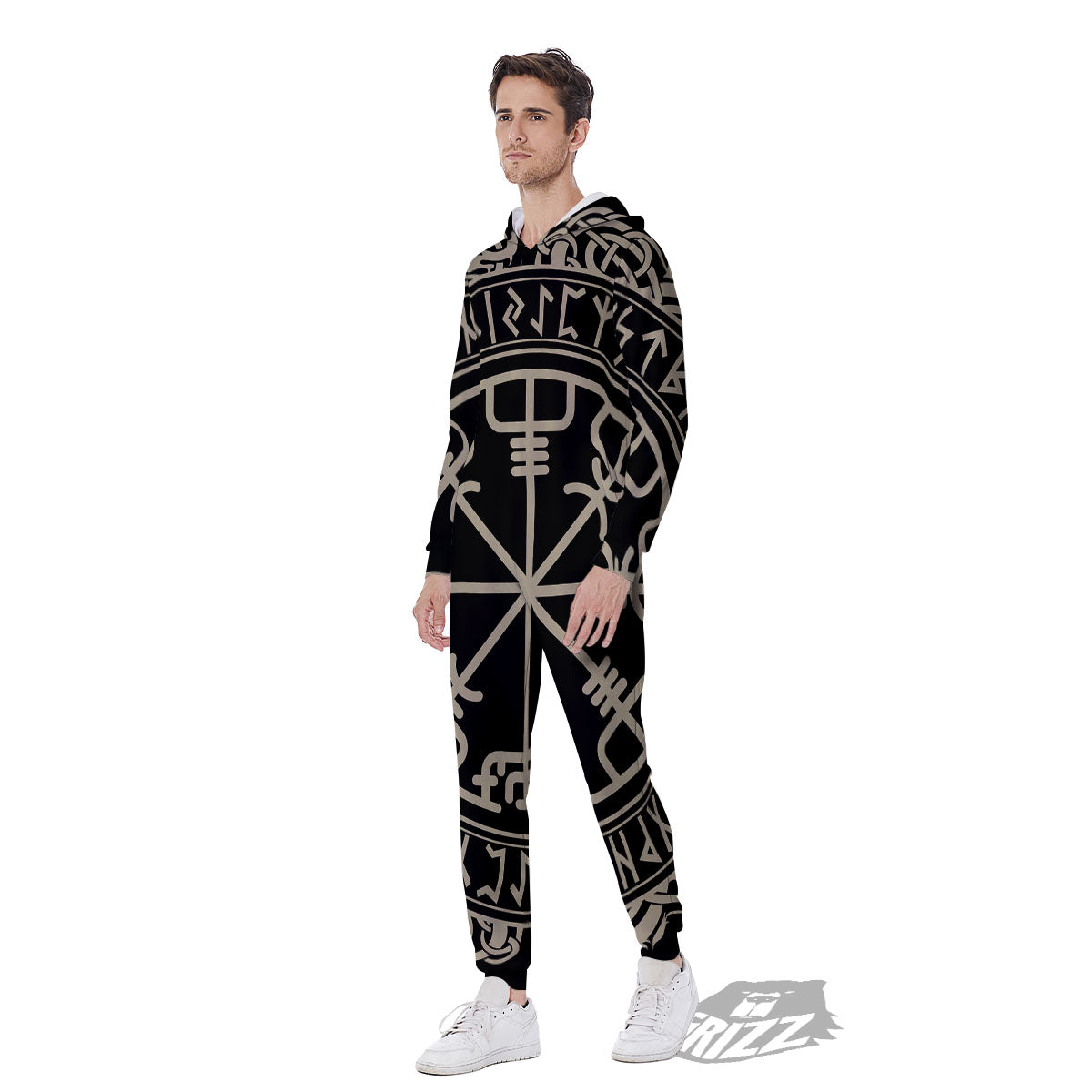 Viking Helm Of Terror Scandinavian Print Men's Jumpsuit-grizzshop