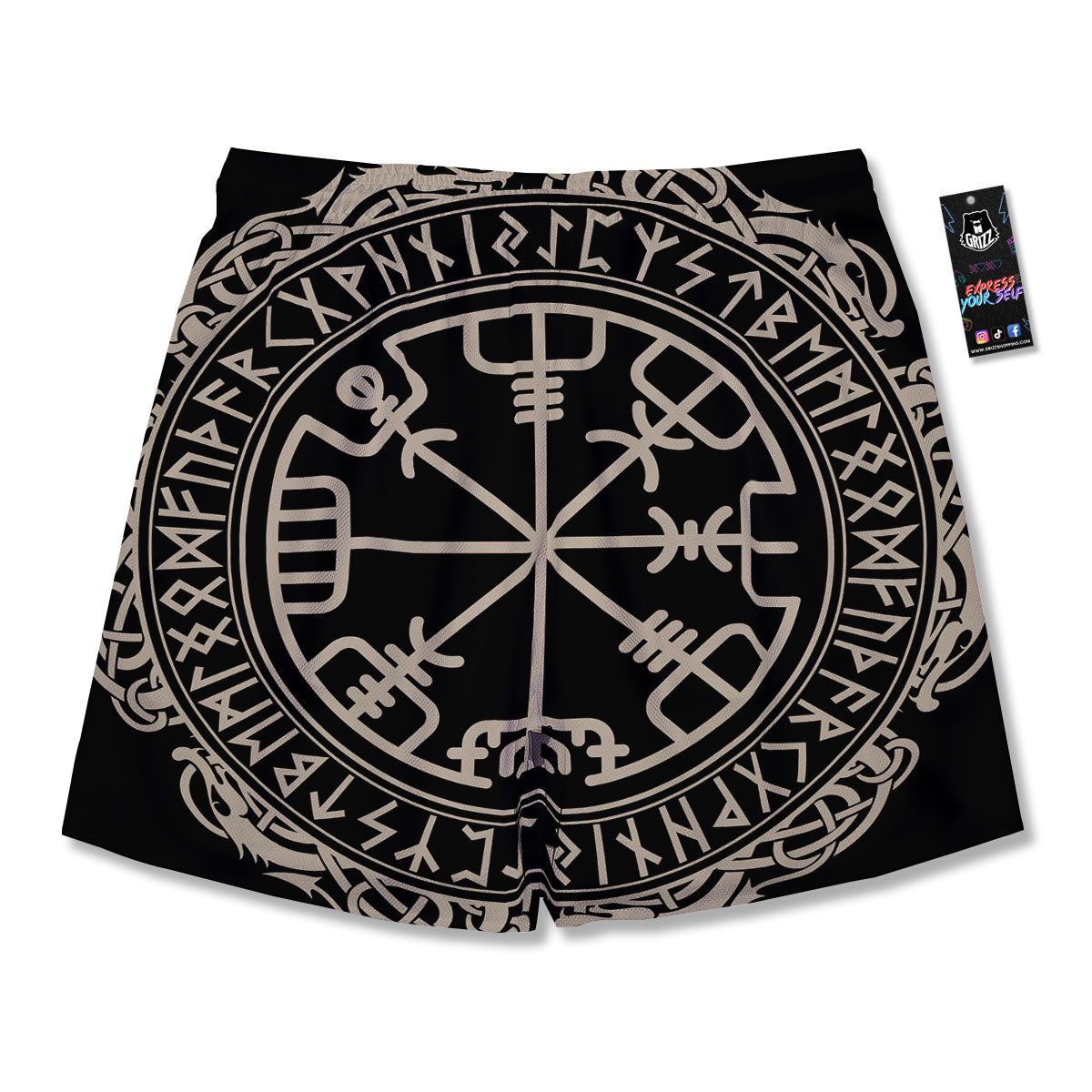Viking Helm Of Terror Scandinavian Print Men's Running Shorts-grizzshop