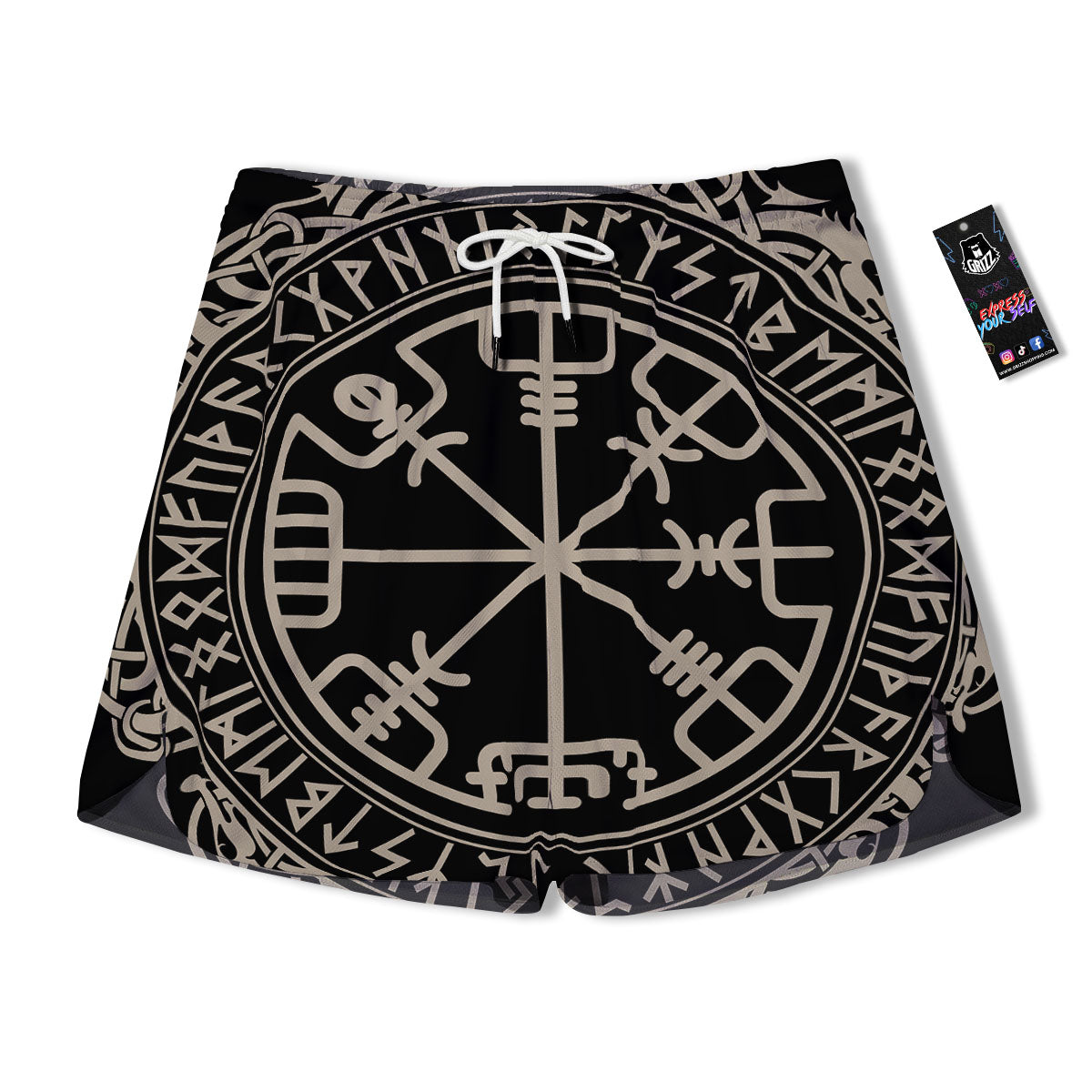 Viking Helm Of Terror Scandinavian Print Men's Running Shorts-grizzshop