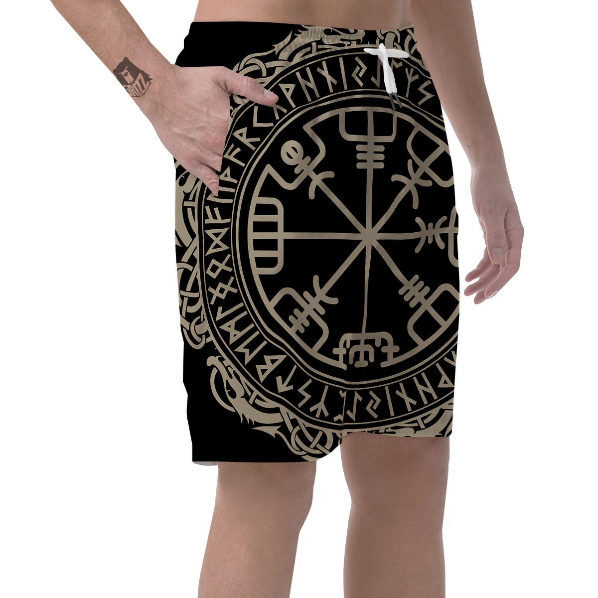 Viking Helm Of Terror Scandinavian Print Men's Shorts-grizzshop