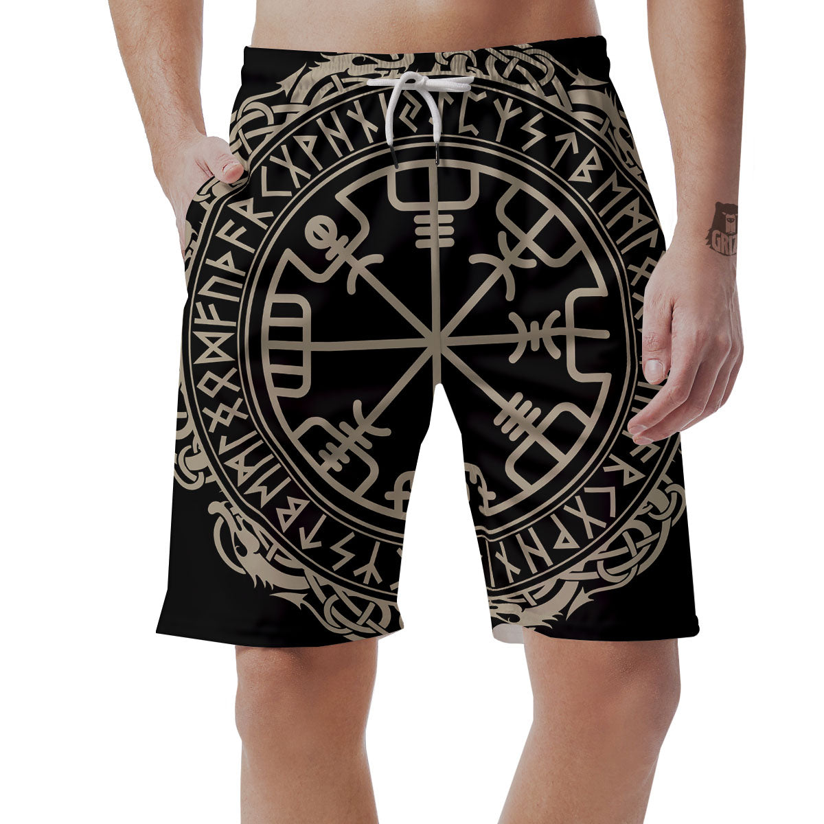 Viking Helm Of Terror Scandinavian Print Men's Shorts-grizzshop