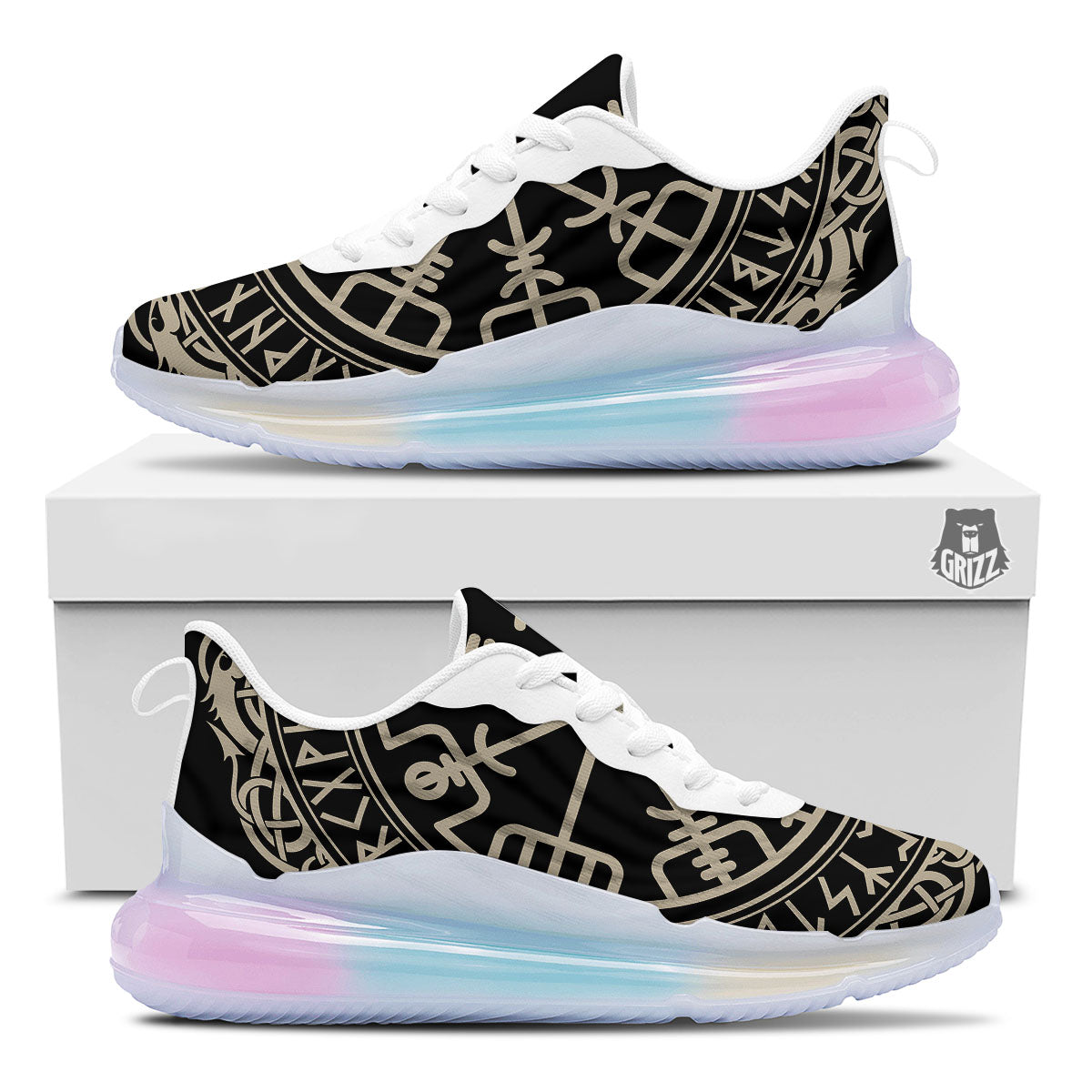 Viking Helm Of Terror Scandinavian Print Running Sneakers-grizzshop