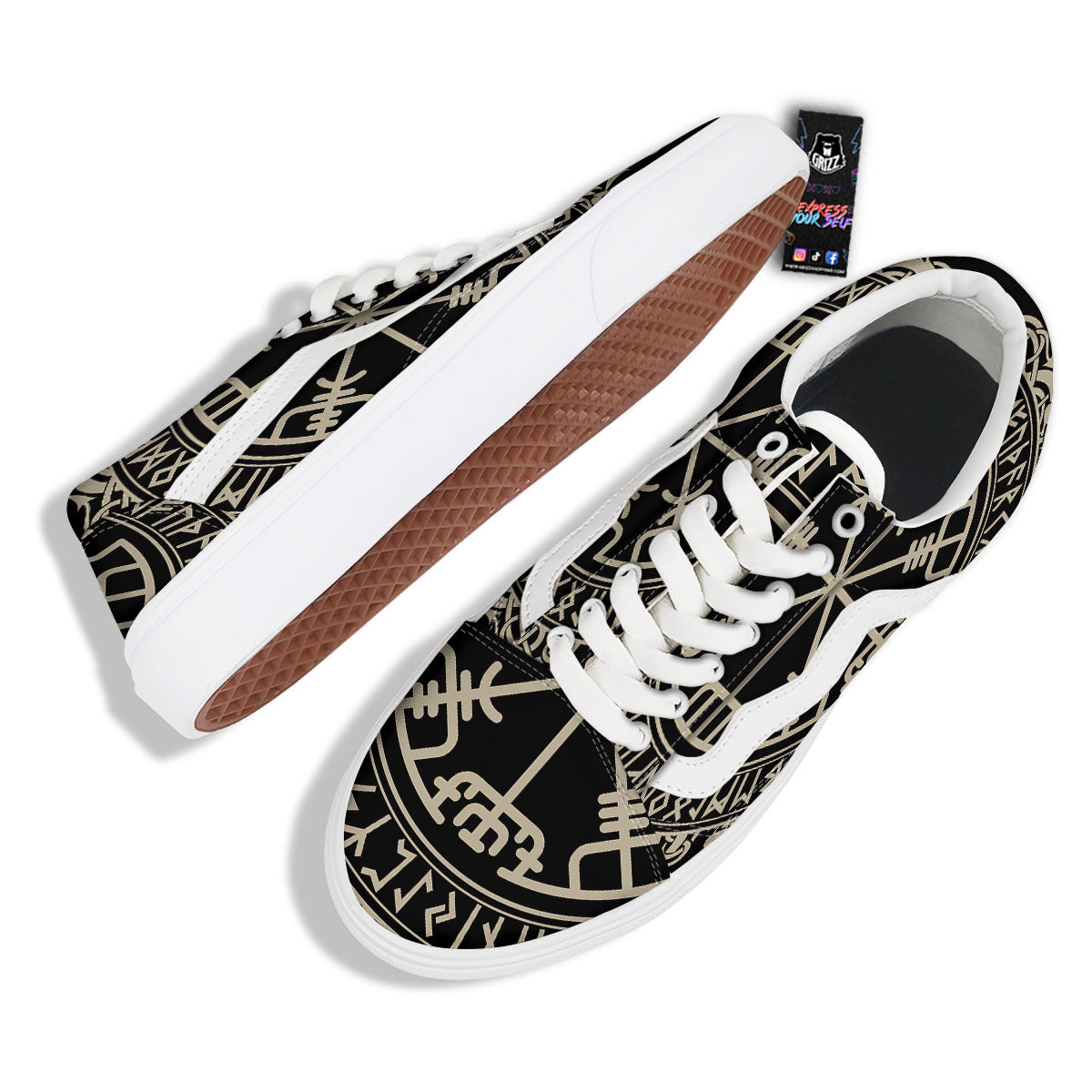 Viking Helm Of Terror Scandinavian Print Skate Shoes-grizzshop