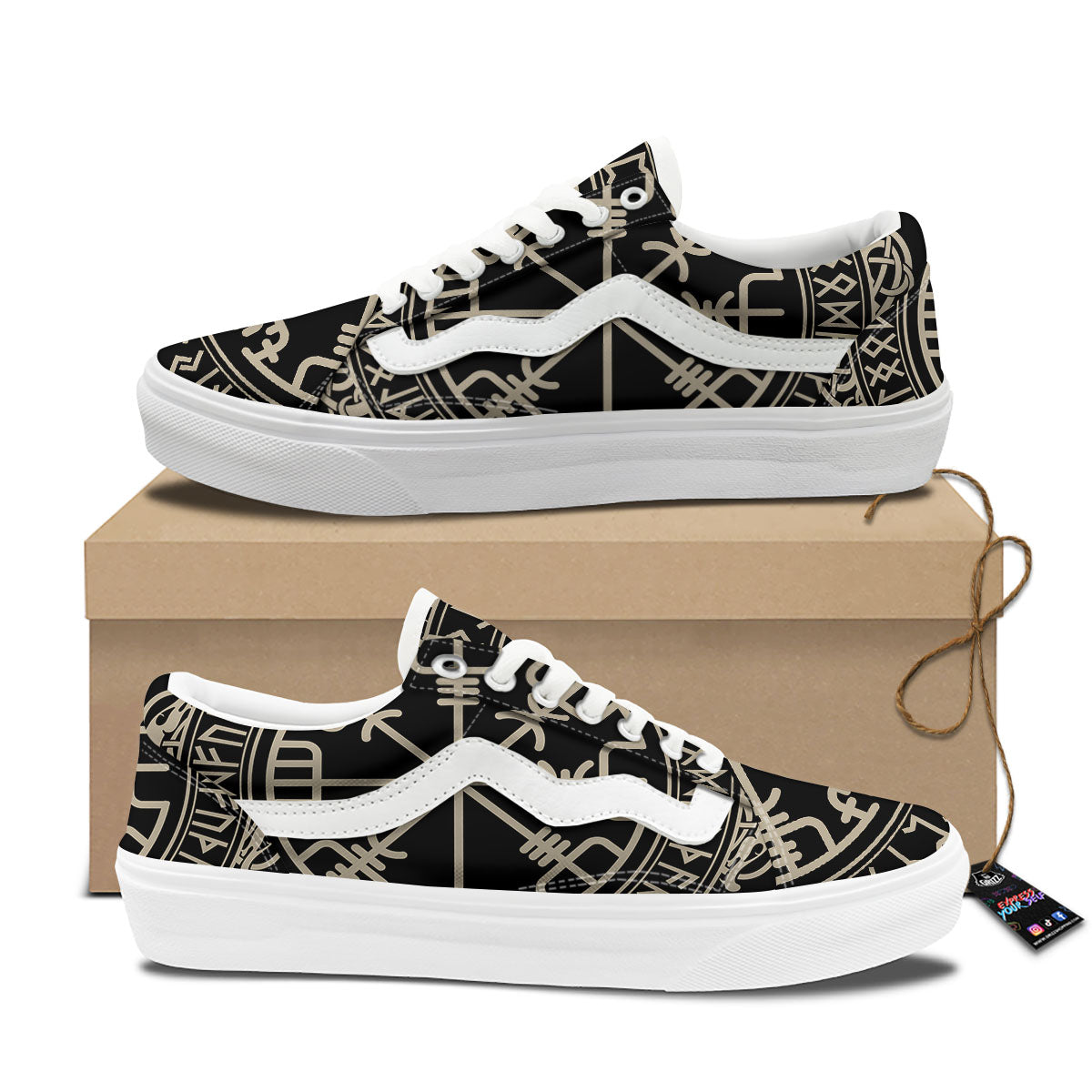 Viking Helm Of Terror Scandinavian Print Skate Shoes-grizzshop