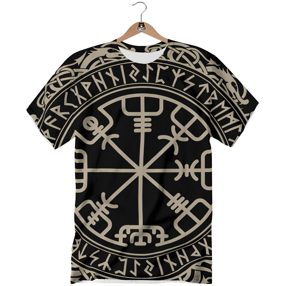 Viking Helm Of Terror Scandinavian Print T-Shirt-grizzshop