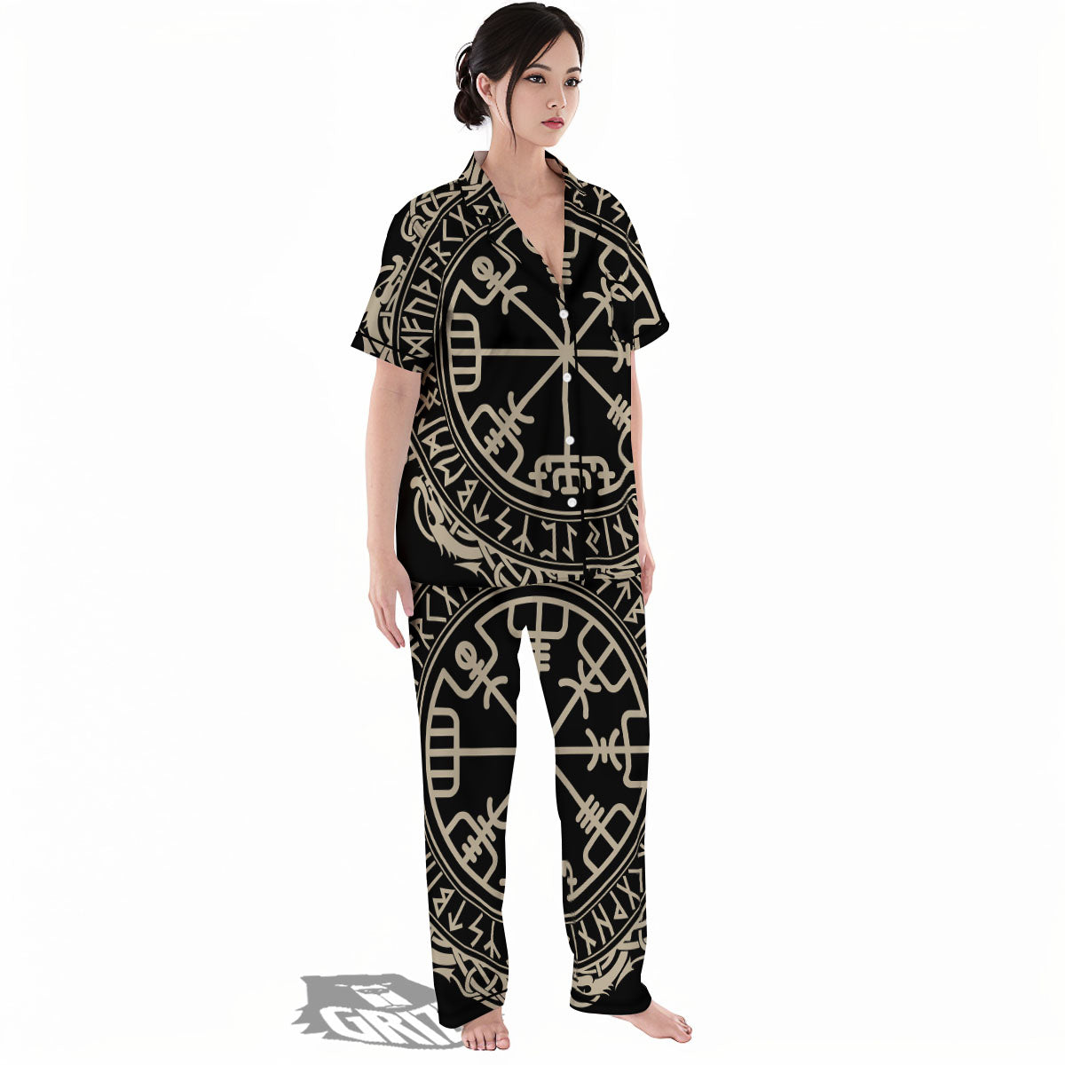 Viking Helm Of Terror Scandinavian Print Women's Pajamas Set-grizzshop