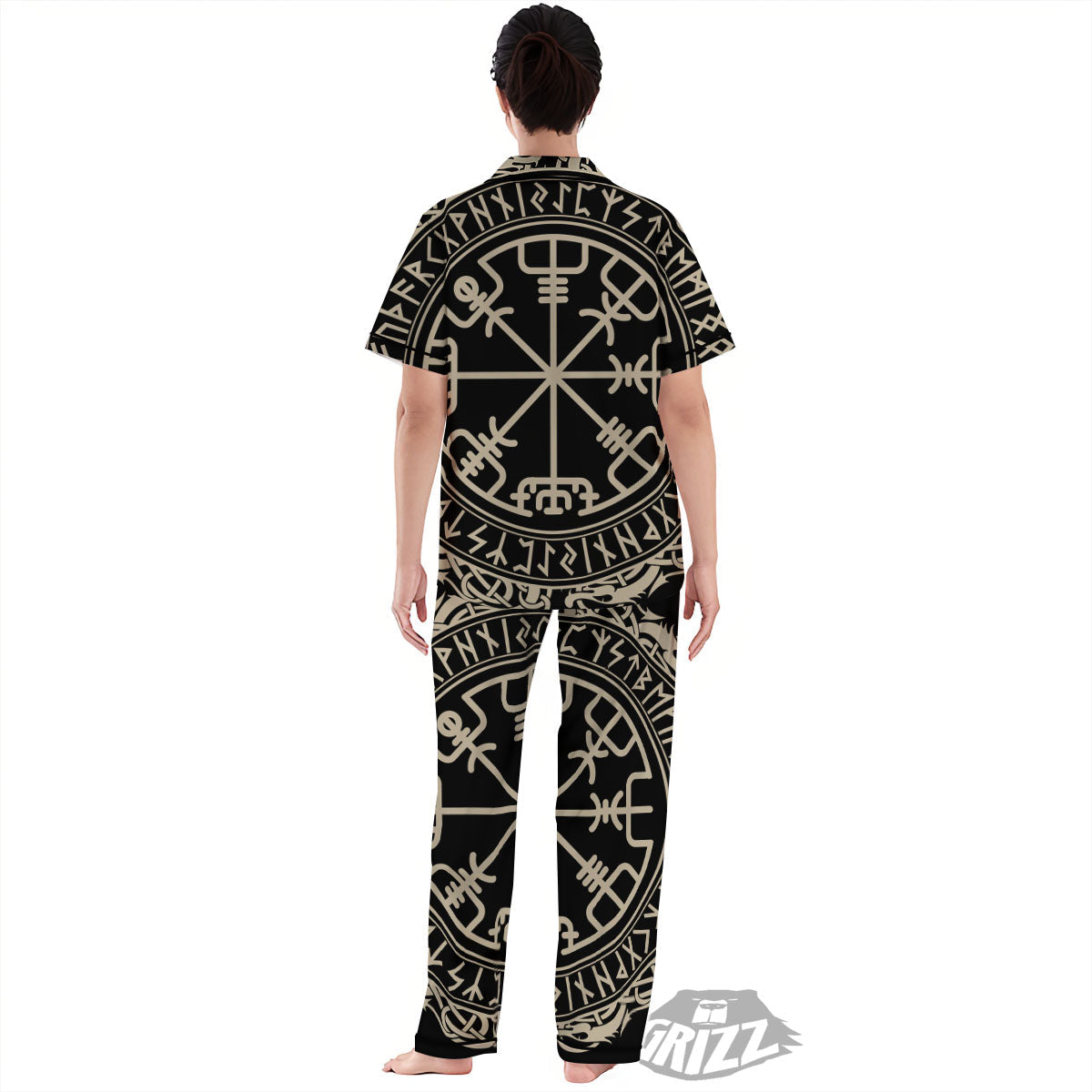 Viking Helm Of Terror Scandinavian Print Women's Pajamas Set-grizzshop