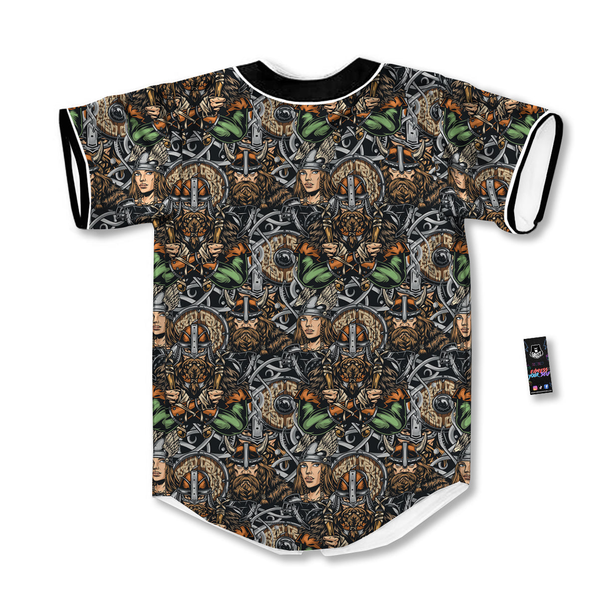 Viking Nordic Warriors Print Pattern Baseball Jersey-grizzshop