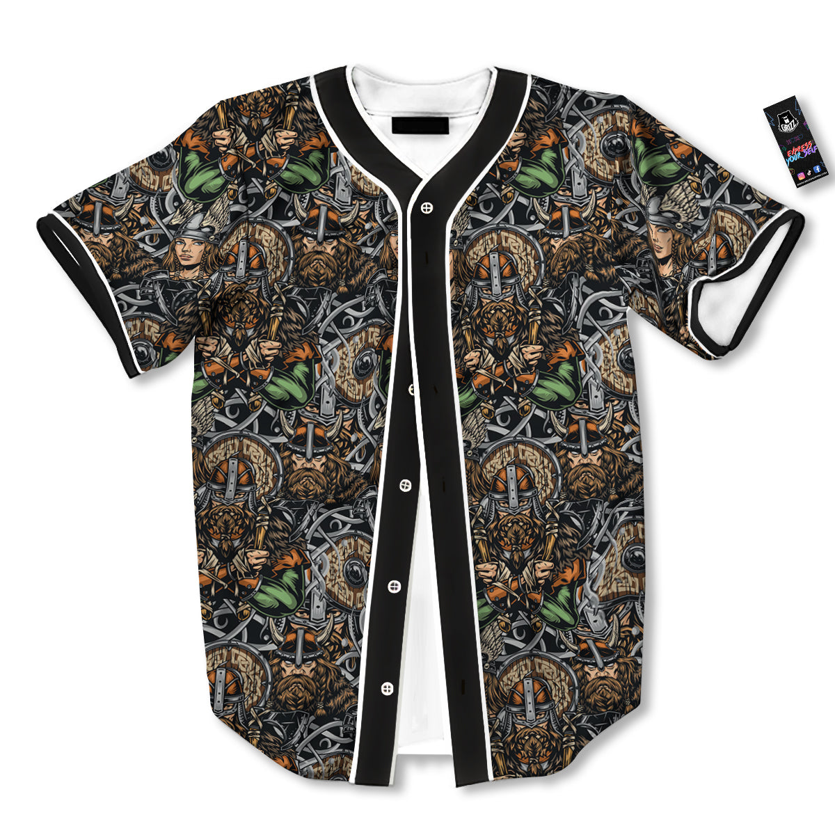 Viking Nordic Warriors Print Pattern Baseball Jersey-grizzshop