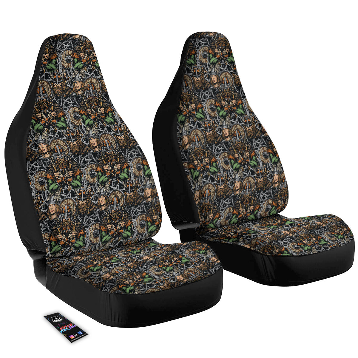 Viking Nordic Warriors Print Pattern Car Seat Covers-grizzshop