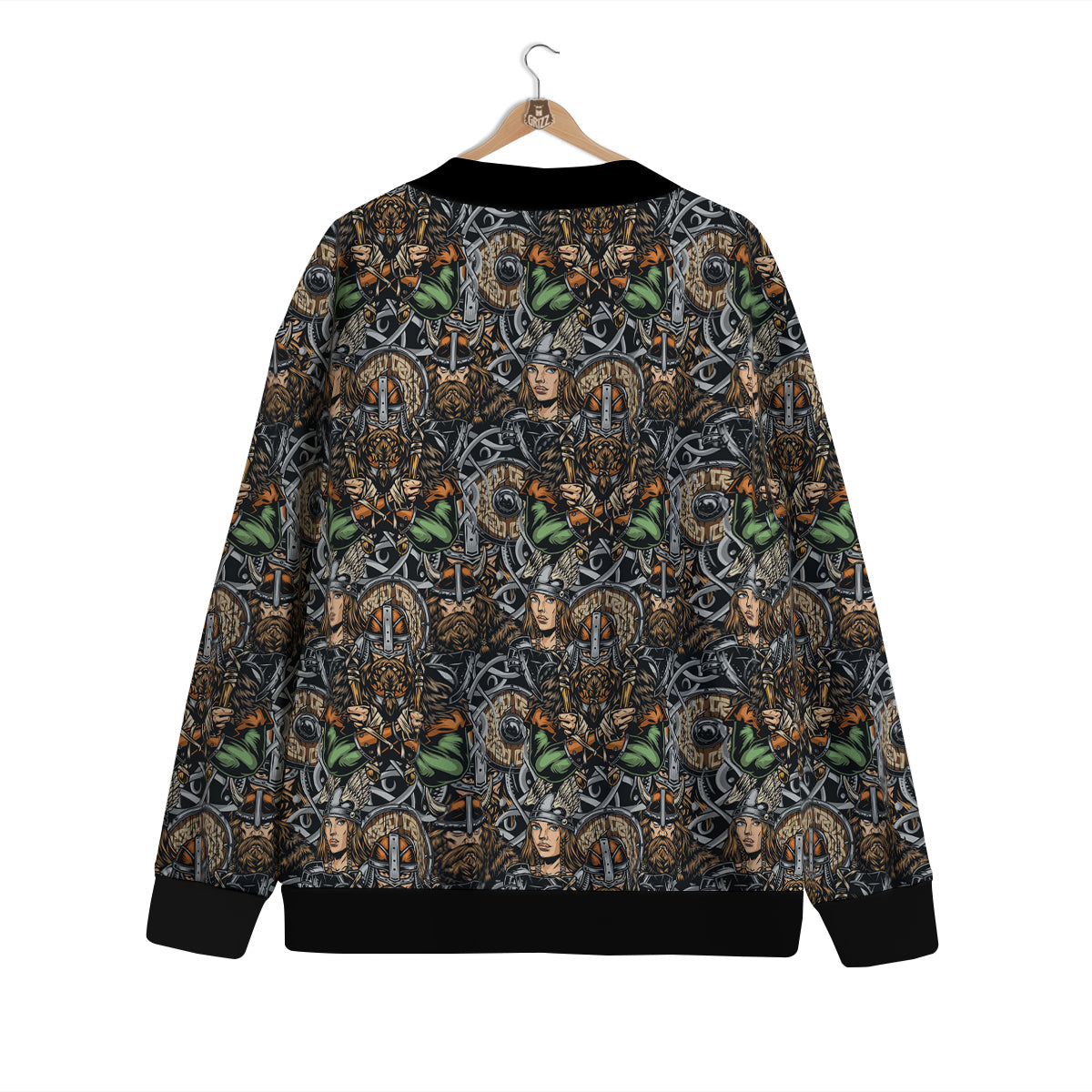 Viking Nordic Warriors Print Pattern Cardigan-grizzshop