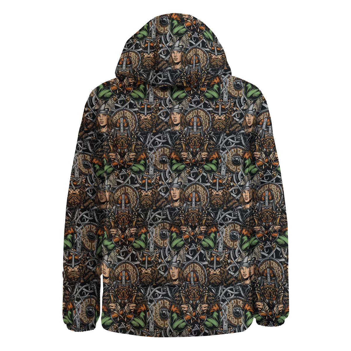 Viking Nordic Warriors Print Pattern Down Jacket-grizzshop