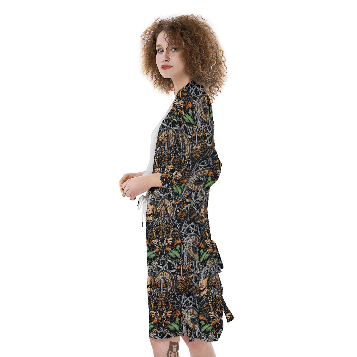 Viking Nordic Warriors Print Pattern Kimono-grizzshop