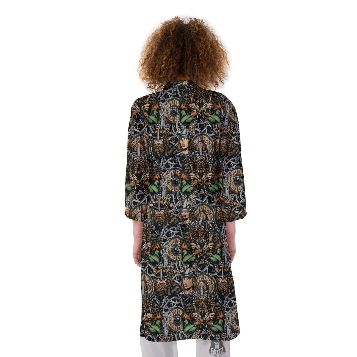 Viking Nordic Warriors Print Pattern Kimono-grizzshop