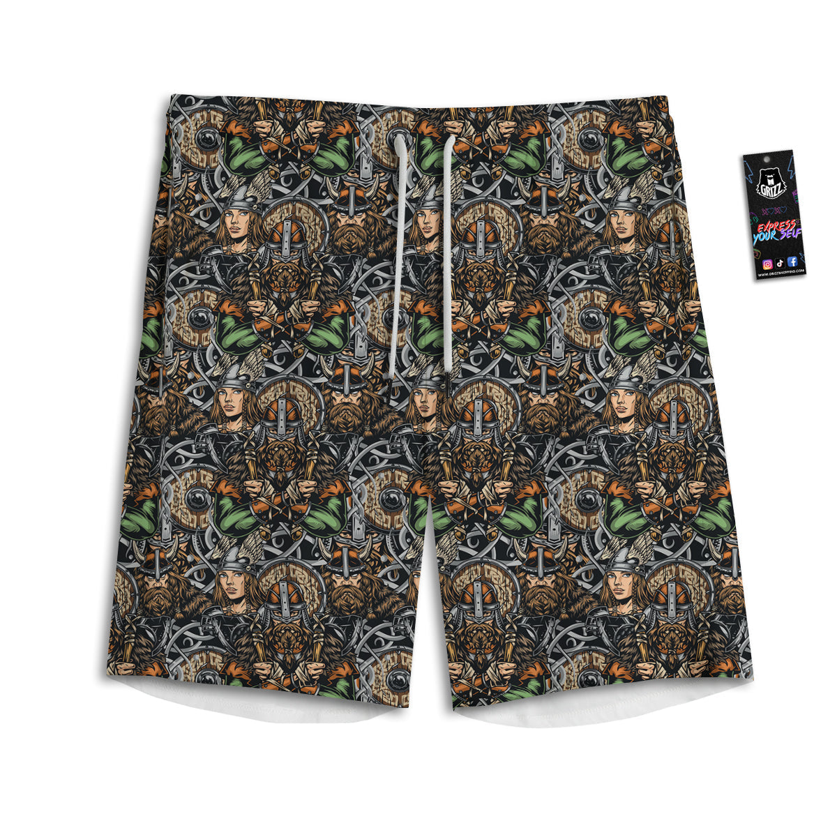 Viking Nordic Warriors Print Pattern Men's Athletic Shorts