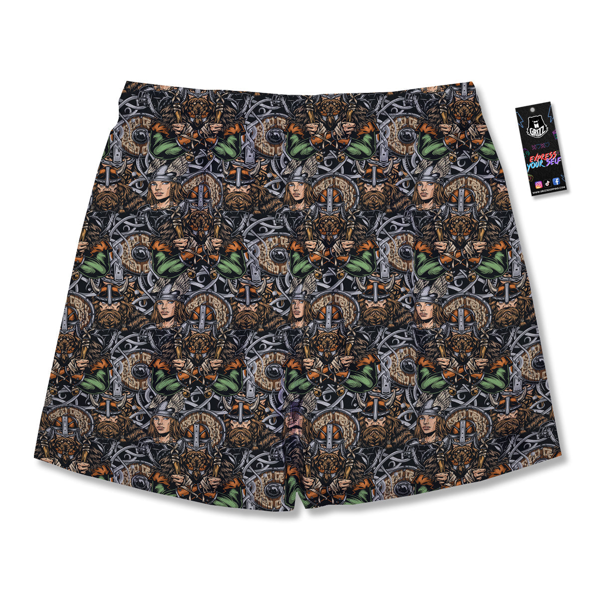 Viking Nordic Warriors Print Pattern Men's Running Shorts-grizzshop