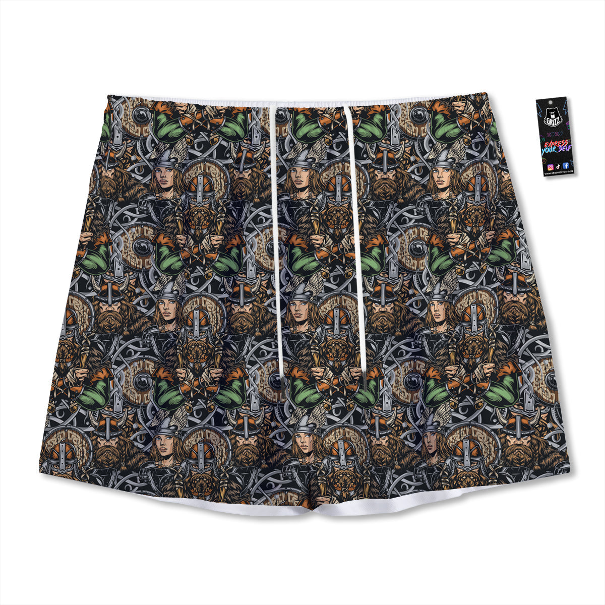 Tulip Embroidery Print Pattern Mesh Shorts