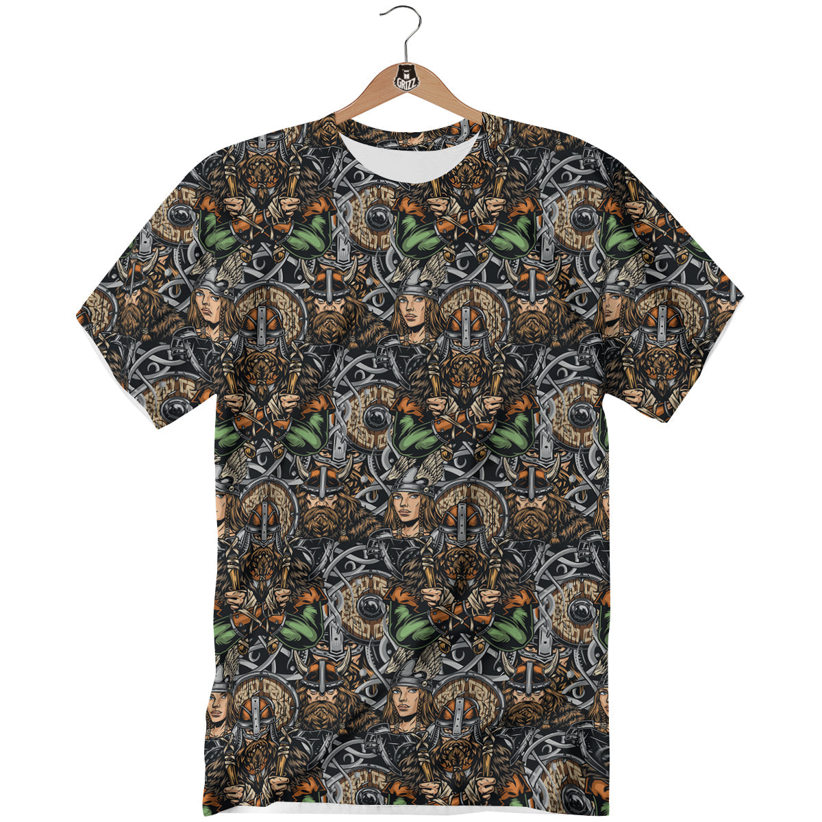Viking Nordic Warriors Print Pattern T-Shirt-grizzshop