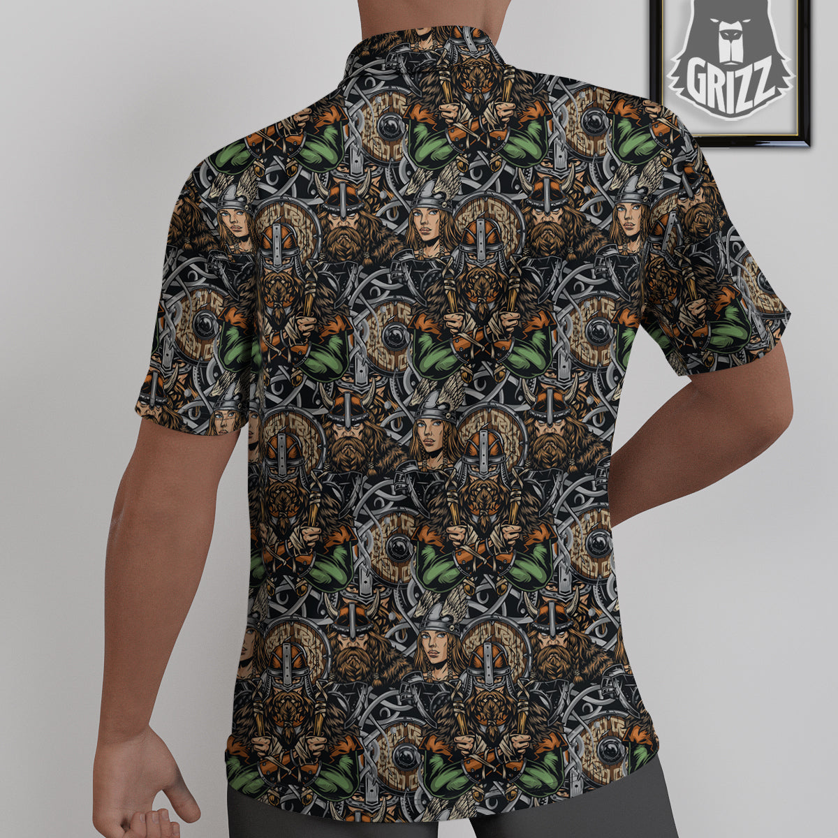 Viking Nordic Warriors Print Pattern Untucked Shirts-grizzshop