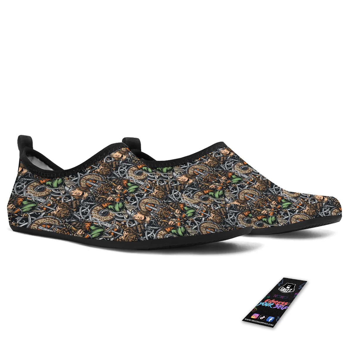 Viking Nordic Warriors Print Pattern Water Shoes-grizzshop