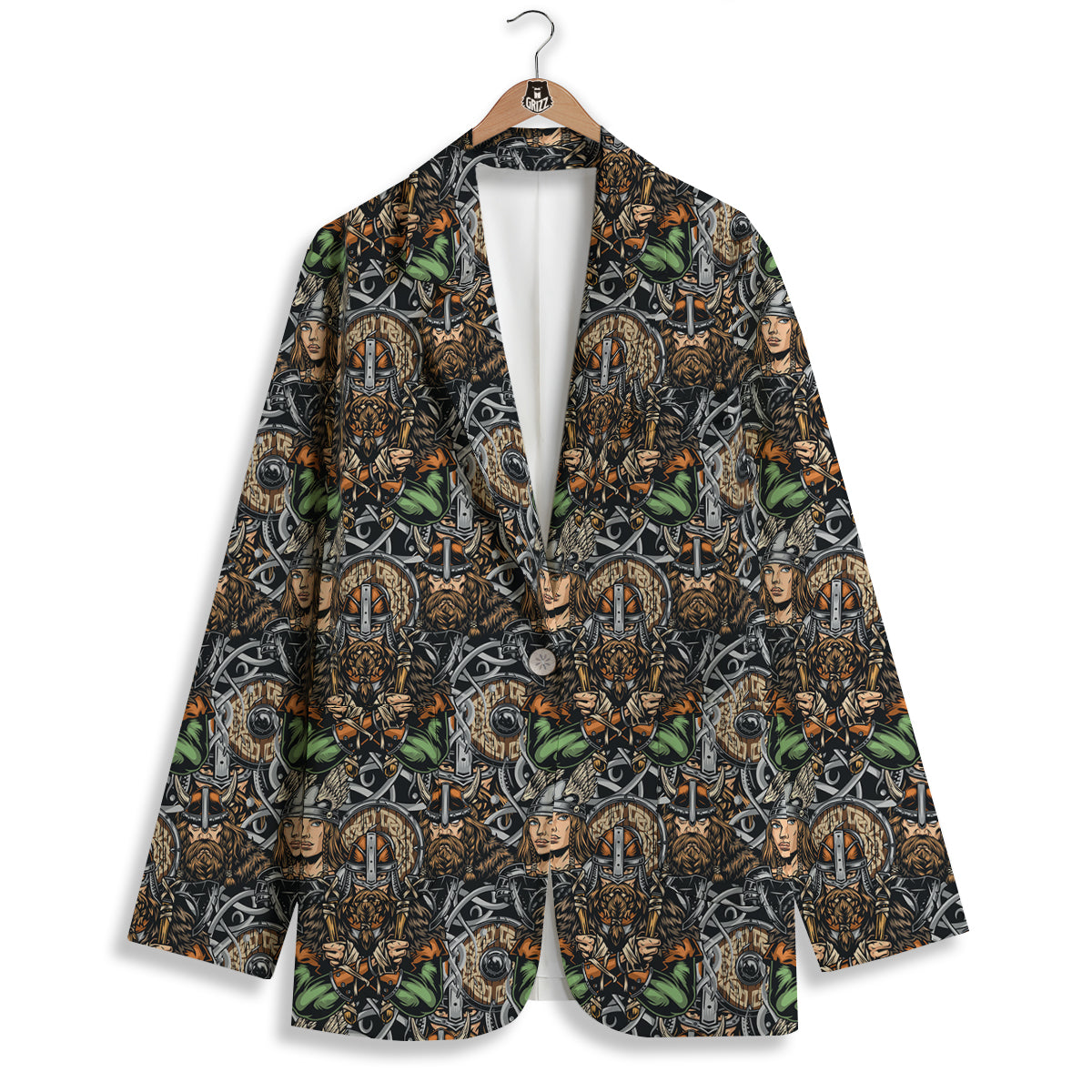 Viking Nordic Warriors Print Pattern Women's Blazer-grizzshop