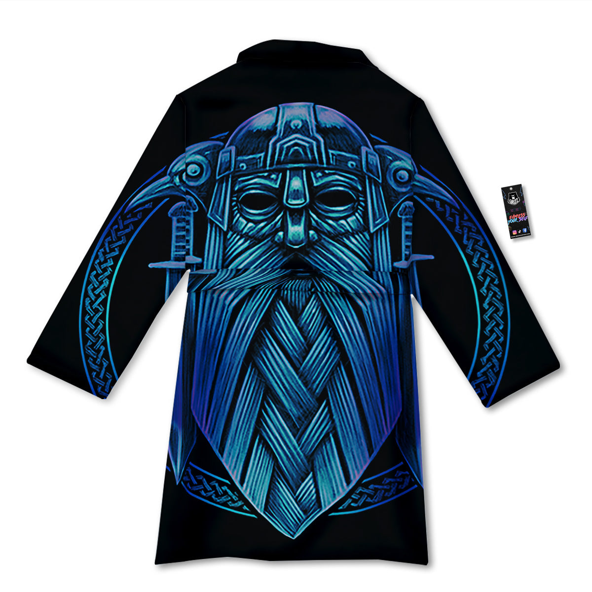 Viking Norse God Odin Blue Print Bathrobe-grizzshop