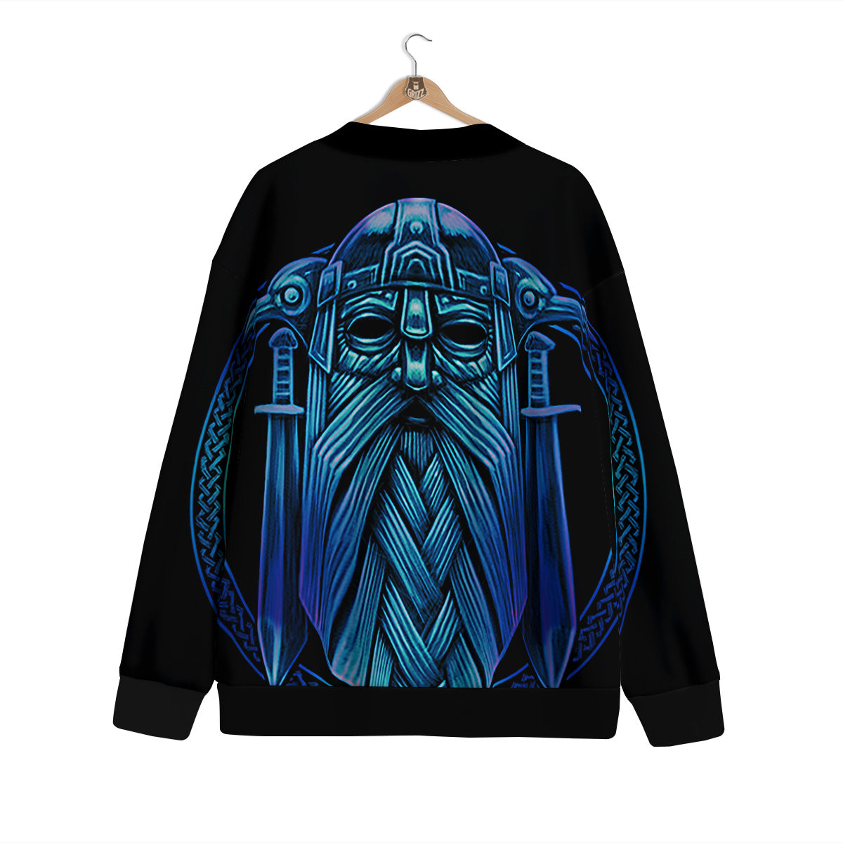 Viking Norse God Odin Blue Print Cardigan-grizzshop