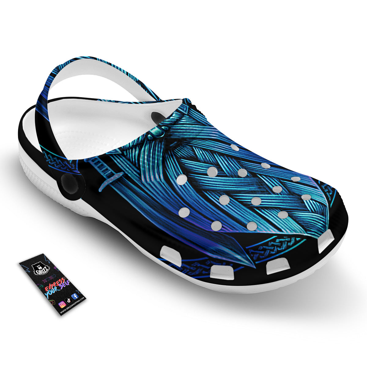 Viking Norse God Odin Blue Print Clog-grizzshop