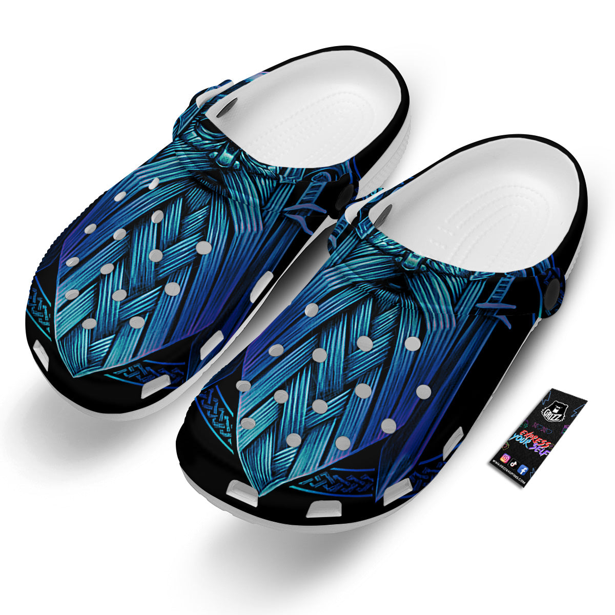 Viking Norse God Odin Blue Print Clog-grizzshop