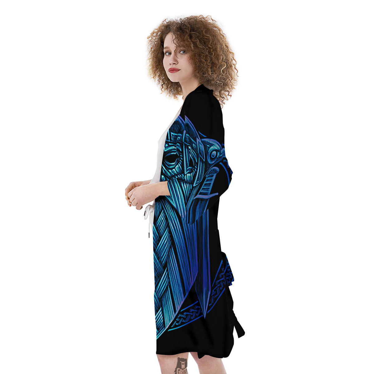 Viking Norse God Odin Blue Print Kimono-grizzshop