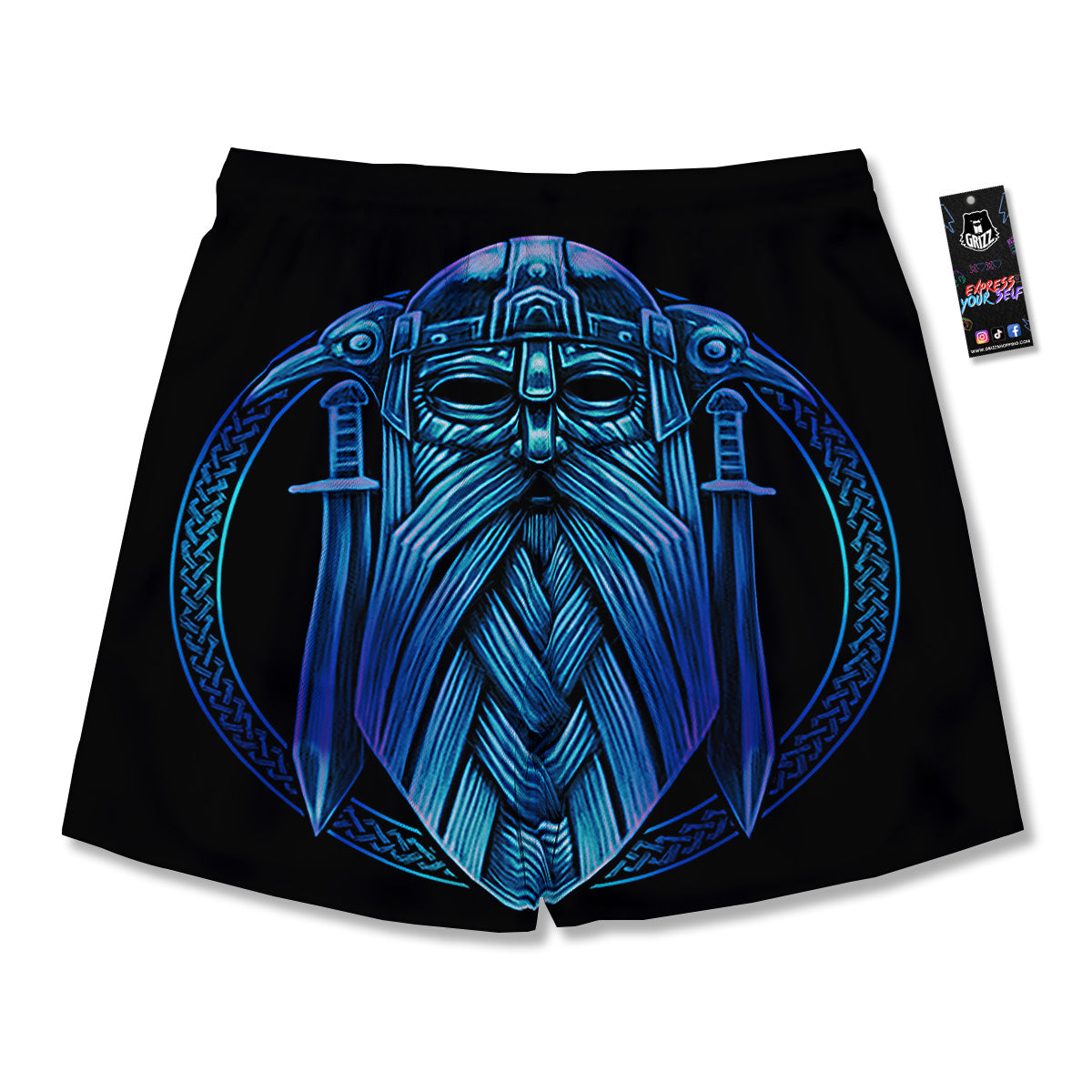 Viking Norse God Odin Blue Print Men's Running Shorts-grizzshop