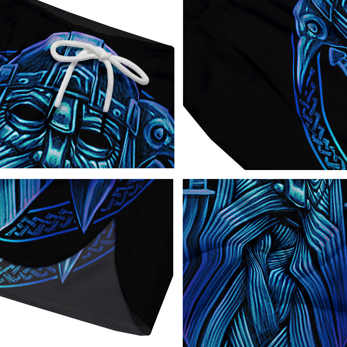 Viking Norse God Odin Blue Print Men's Running Shorts-grizzshop