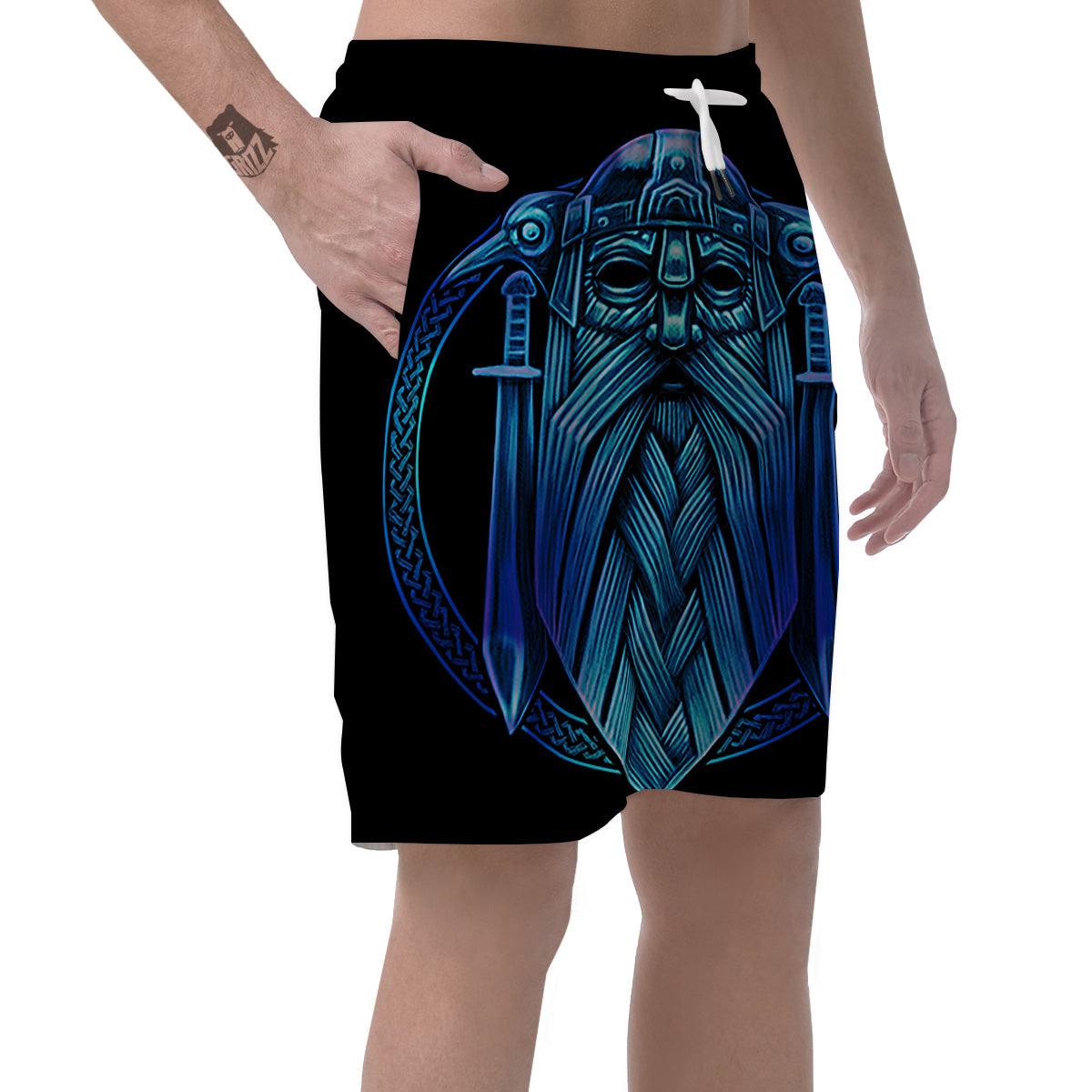 Viking Norse God Odin Blue Print Men's Shorts-grizzshop