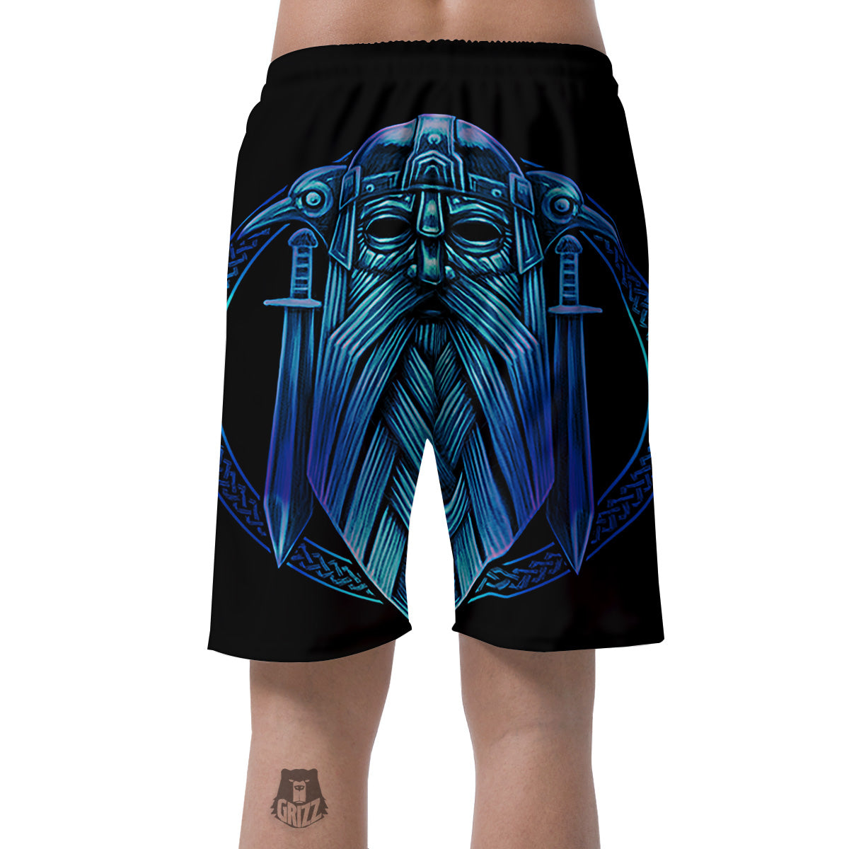 Viking Norse God Odin Blue Print Men's Shorts-grizzshop