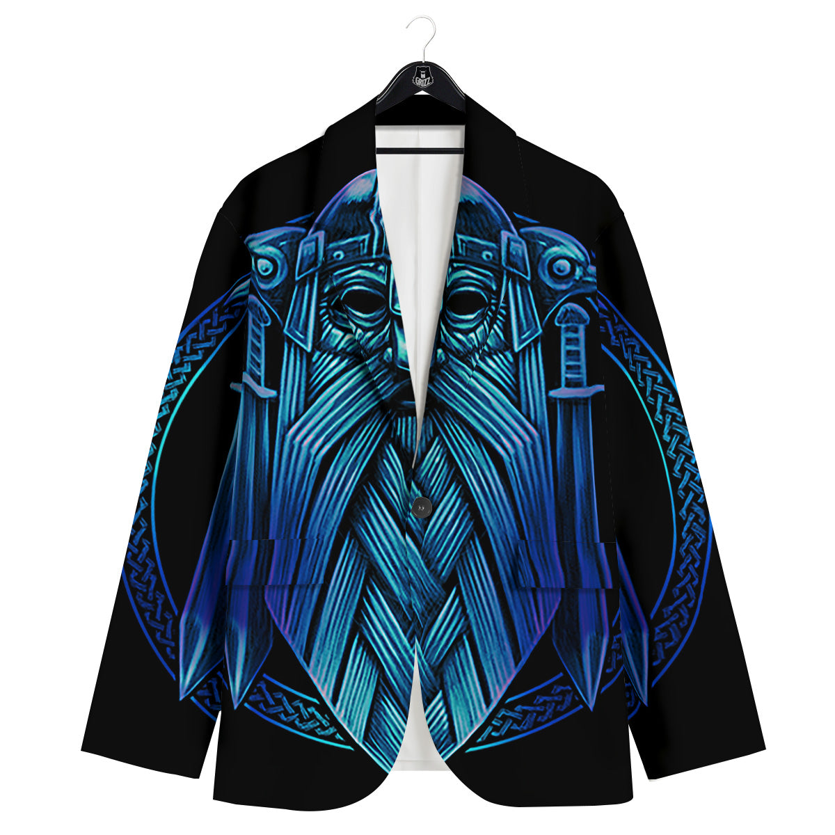 Viking Norse God Odin Blue Print Men's Sport Coat-grizzshop