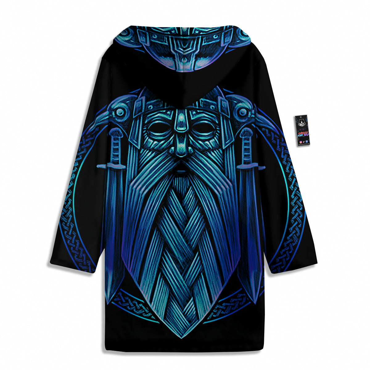 Viking Norse God Odin Blue Print Men's Windbreaker Jacket