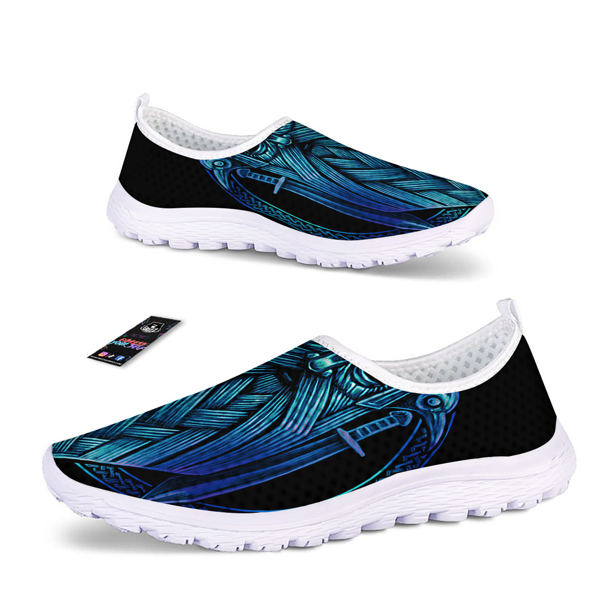 Viking Norse God Odin Blue Print Nurse Shoes-grizzshop