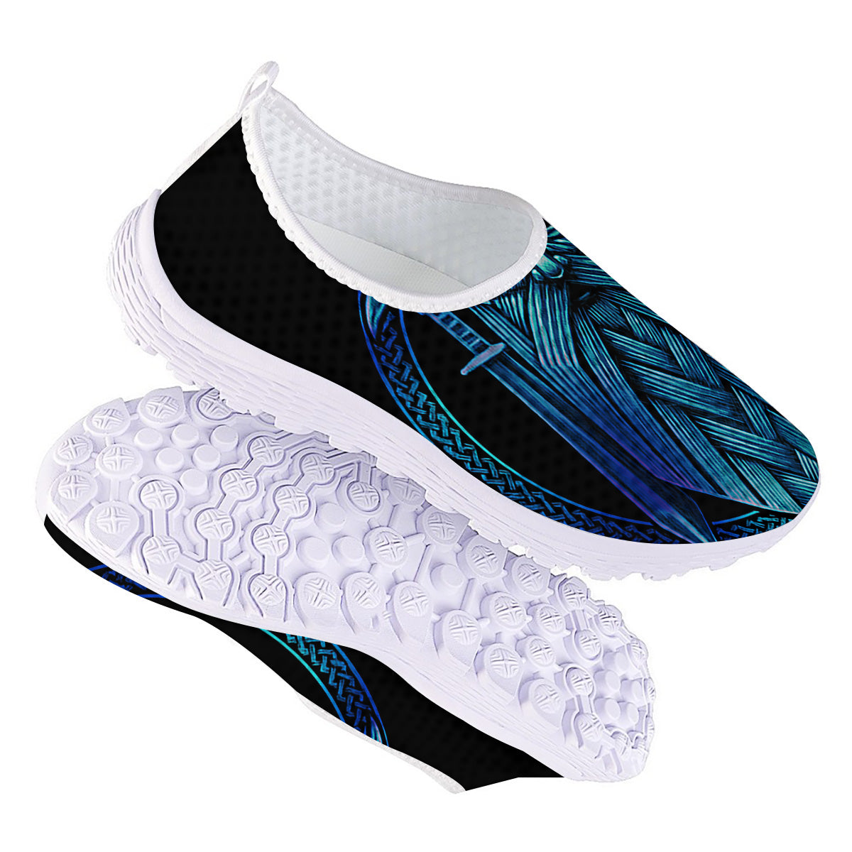 Viking Norse God Odin Blue Print Nurse Shoes-grizzshop