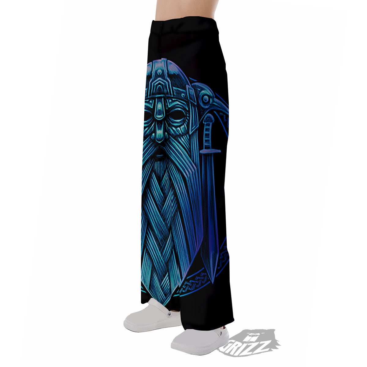 Viking Norse God Odin Blue Print Pajama Pants-grizzshop