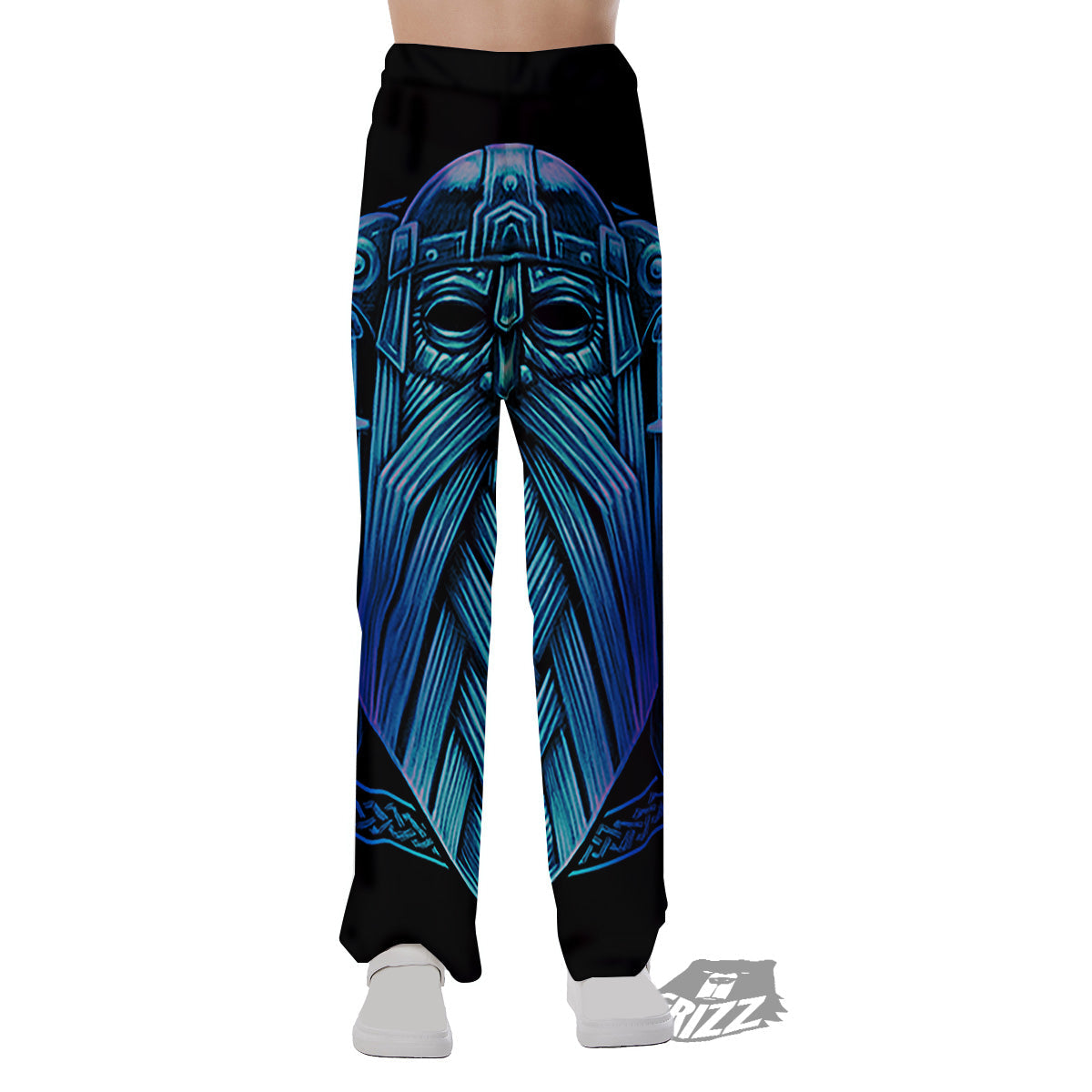 Viking Norse God Odin Blue Print Pajama Pants-grizzshop