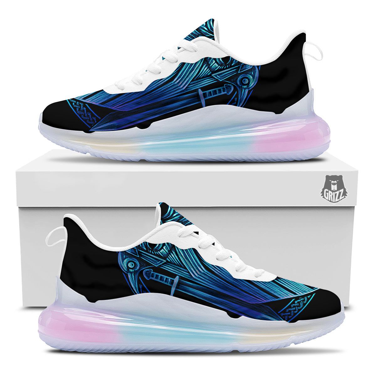 Viking Norse God Odin Blue Print Running Sneakers-grizzshop