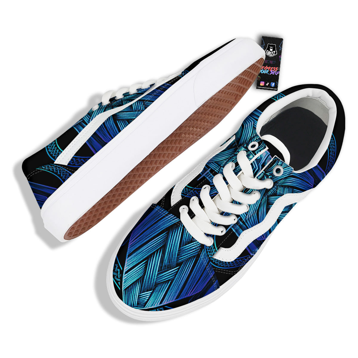 Viking Norse God Odin Blue Print Skate Shoes-grizzshop