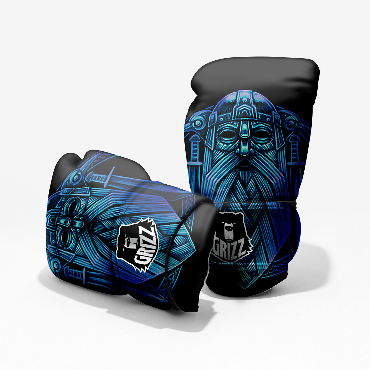 Viking Norse God Odin Blue Print Pro Boxing Glove