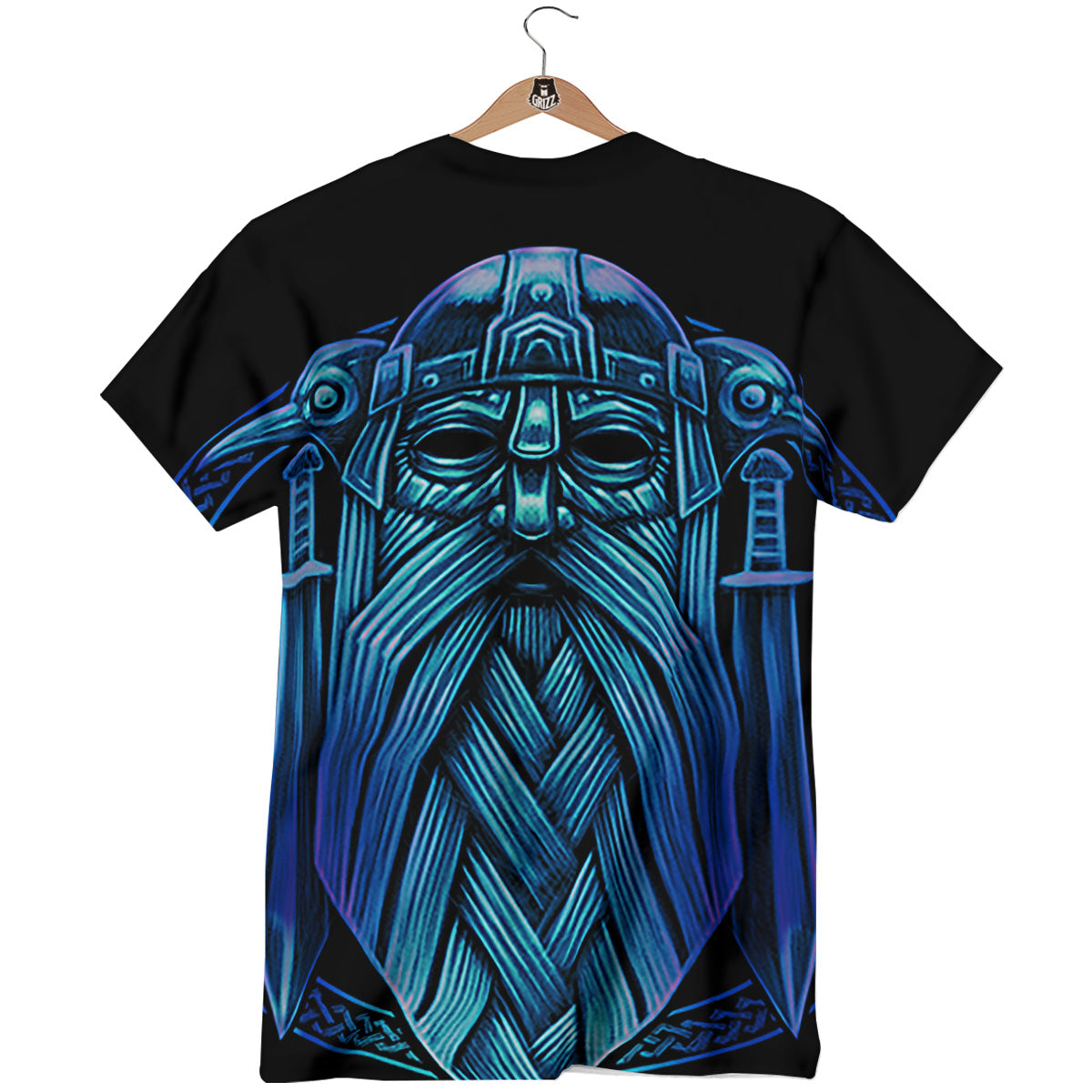 Viking Norse God Odin Blue Print T-Shirt-grizzshop