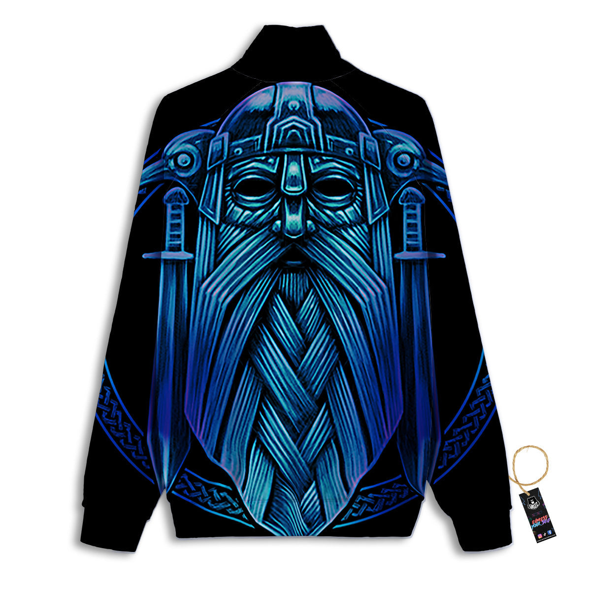 Viking Norse God Odin Blue Print Track Jacket-grizzshop