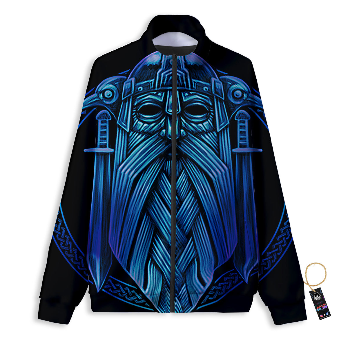 Viking Norse God Odin Blue Print Track Jacket-grizzshop