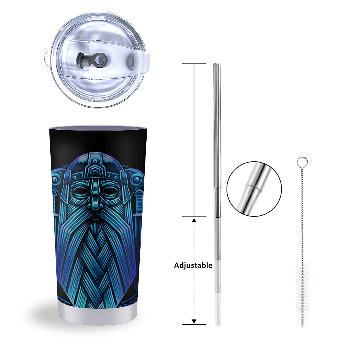 Viking Norse God Odin Blue Print Tumbler-grizzshop