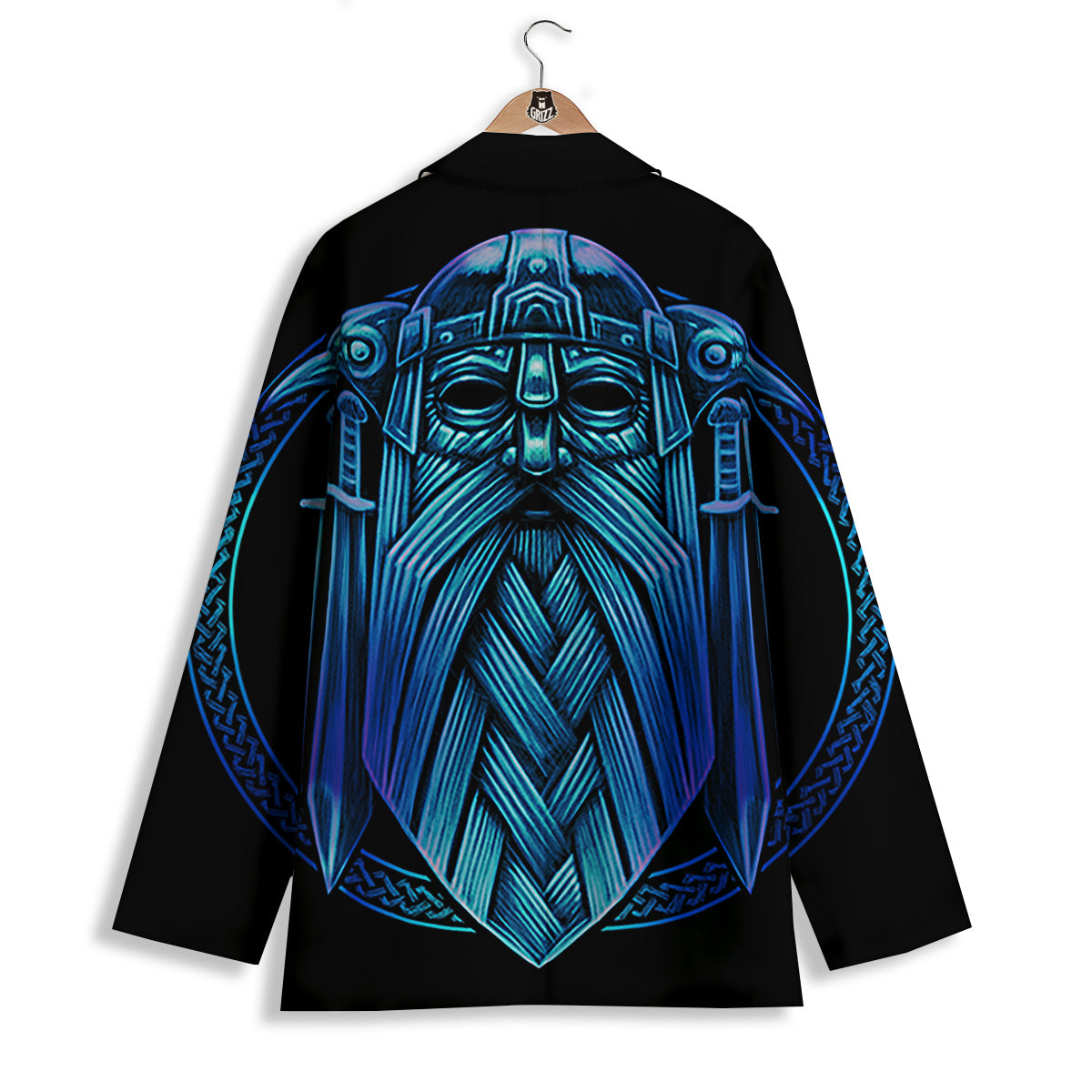 Viking Norse God Odin Blue Print Women's Blazer-grizzshop