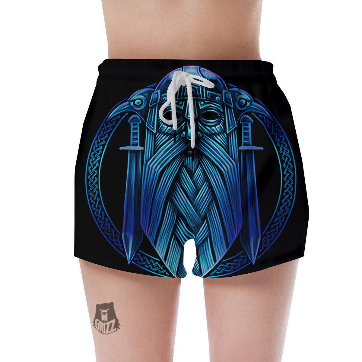 Viking Norse God Odin Blue Print Women's Shorts-grizzshop
