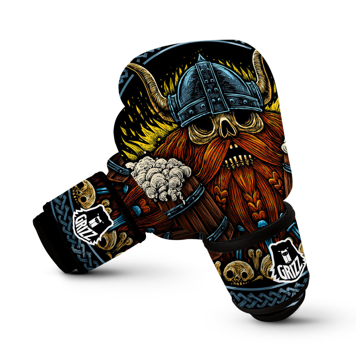 Viking Odin Beer Print Boxing Gloves-grizzshop